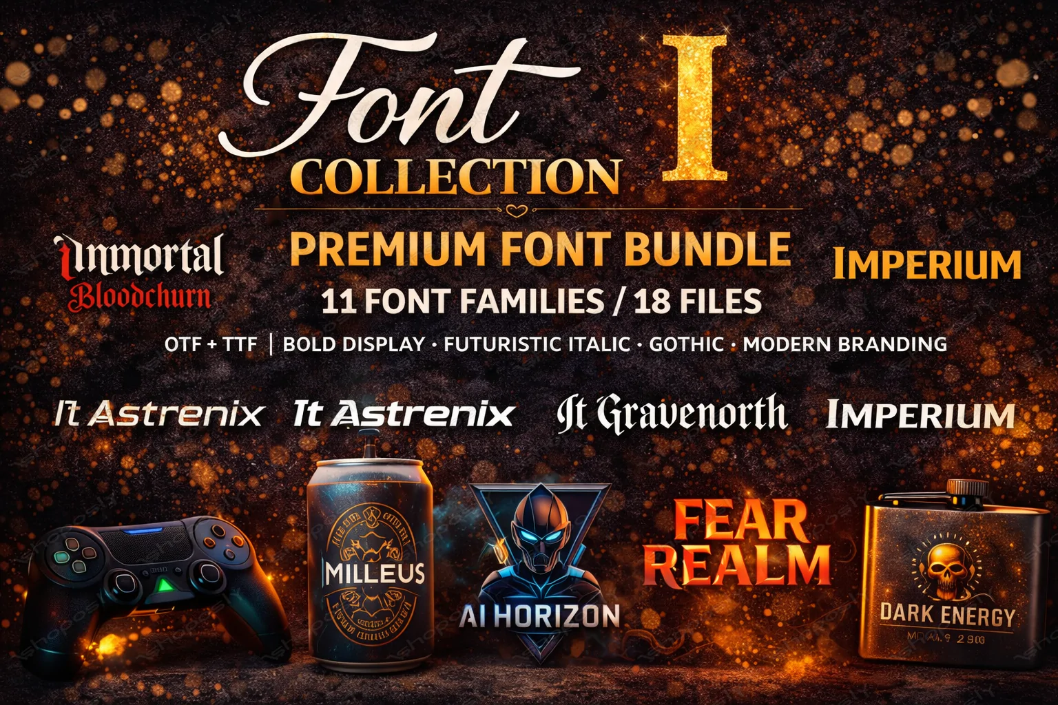 New 2026 Font Collection I – Premium Font Bundle (11 Families / 18 Files) | OTF + TTF | Bold Display