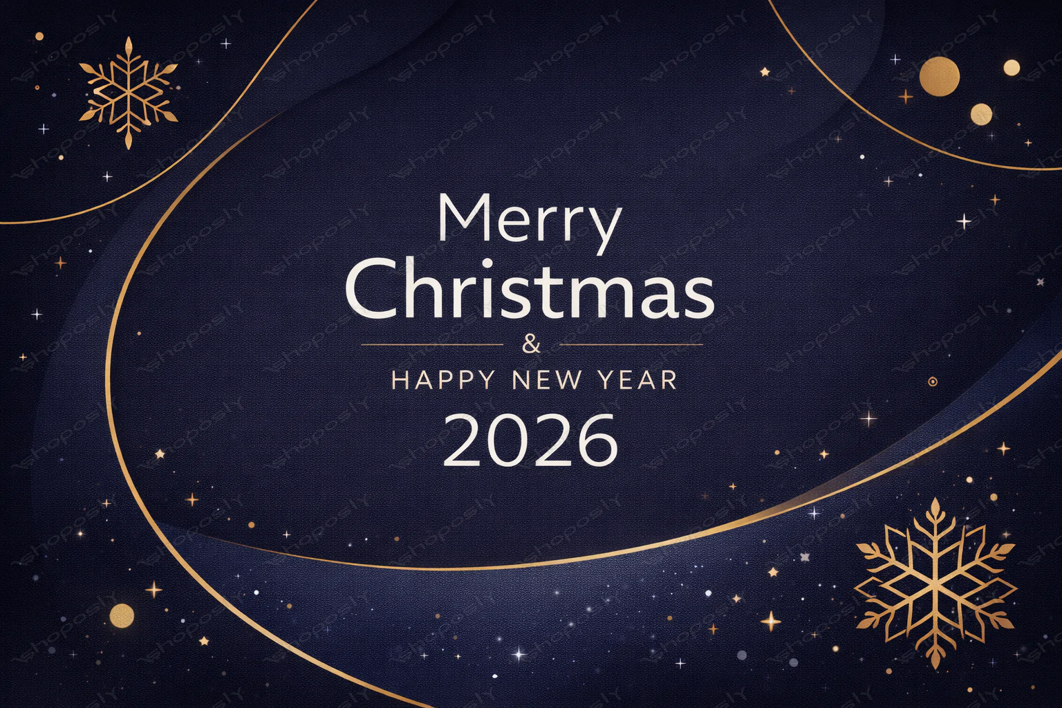 Midnight Elegance Christmas Greeting – Merry Christmas & Happy New Year 2026 Minimal Luxury Vector D