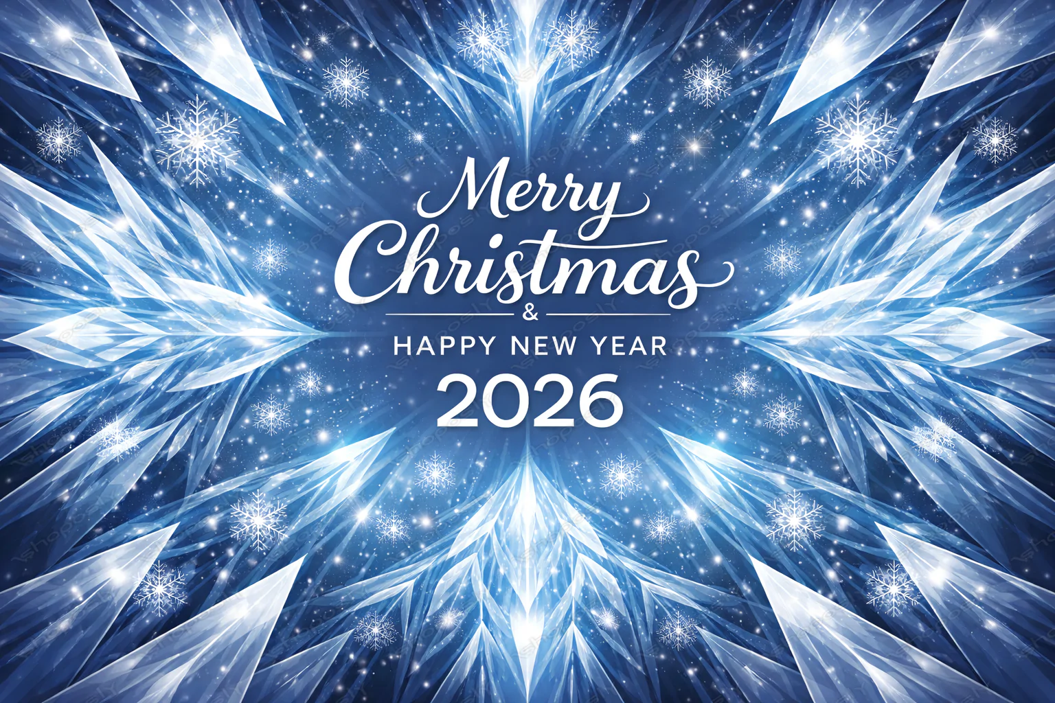 Crystal Frost Symphony – Merry Christmas & Happy New Year 2026 Icy Luxury Vector Artwork