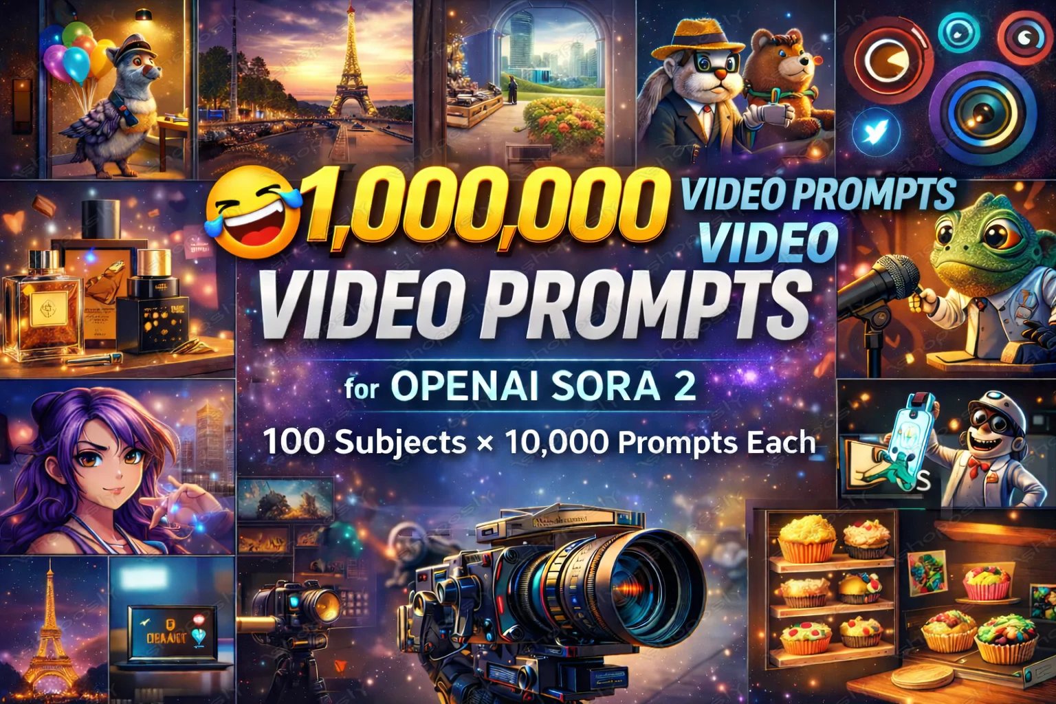 1,000,000 Video Prompts for OpenAI Sora 2 – 100 Subjects × 10,000 Prompts Each