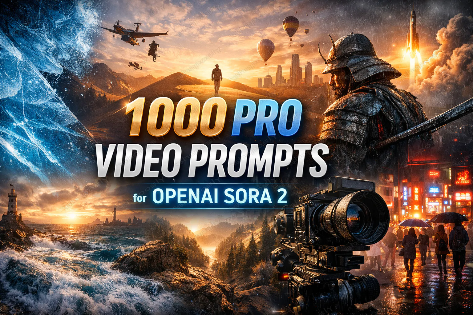 1000 Cinematic Video Prompts for OpenAI Sora 2 (4K, 1080p, 9:16, 16:9, 2.39:1) – Ready-to-Use Scenes
